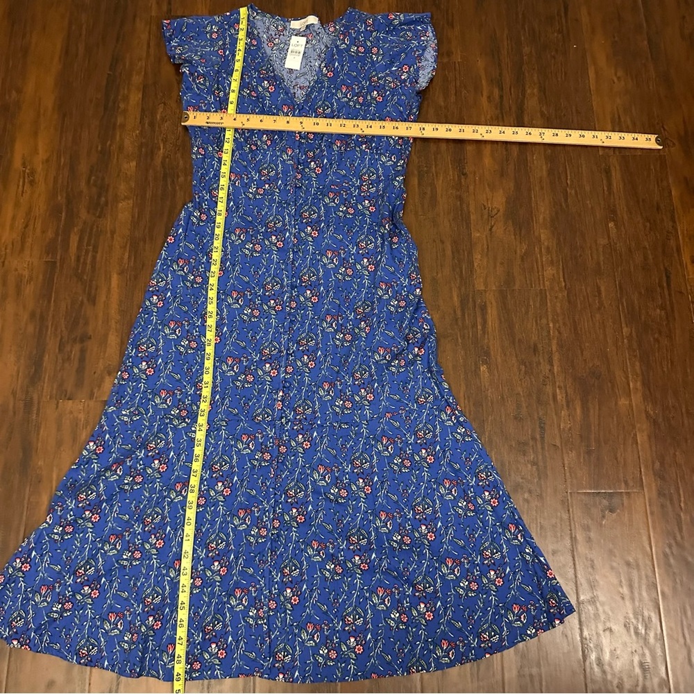 LOFT Blue Floral Pattern Dress - Picture 8 of 9